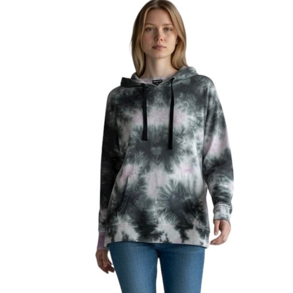Zelos Women's Tie Dye Hoodie Sweatshirt M Gray & Purple Hooded Long Sleeve NWT